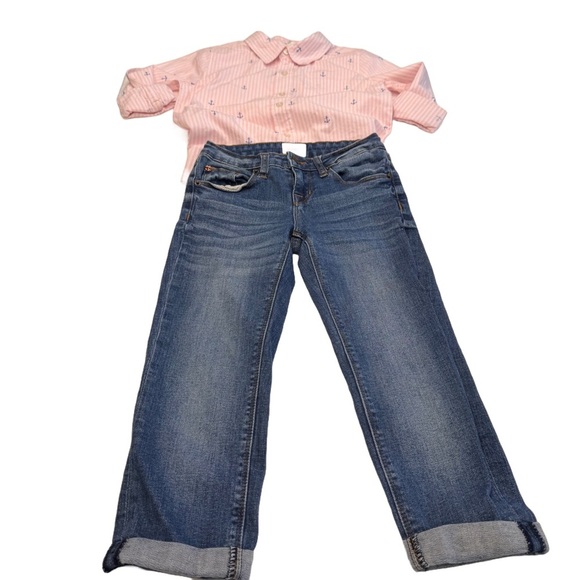 2 Piece Unisex Outfit Hudson Jeans & Oshkosh Button Down Oxford Shirt Sz 7 - Picture 2 of 15